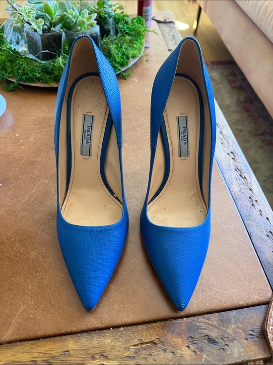 Prada Shoes - Prada Vibrant Blue Pointed-Toe Leather Pumps